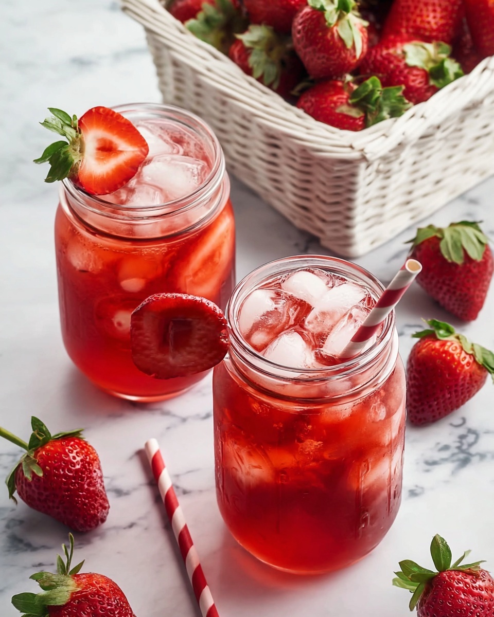 Southern Strawberry Sweet Iced Tea Recipe - Recipe Image