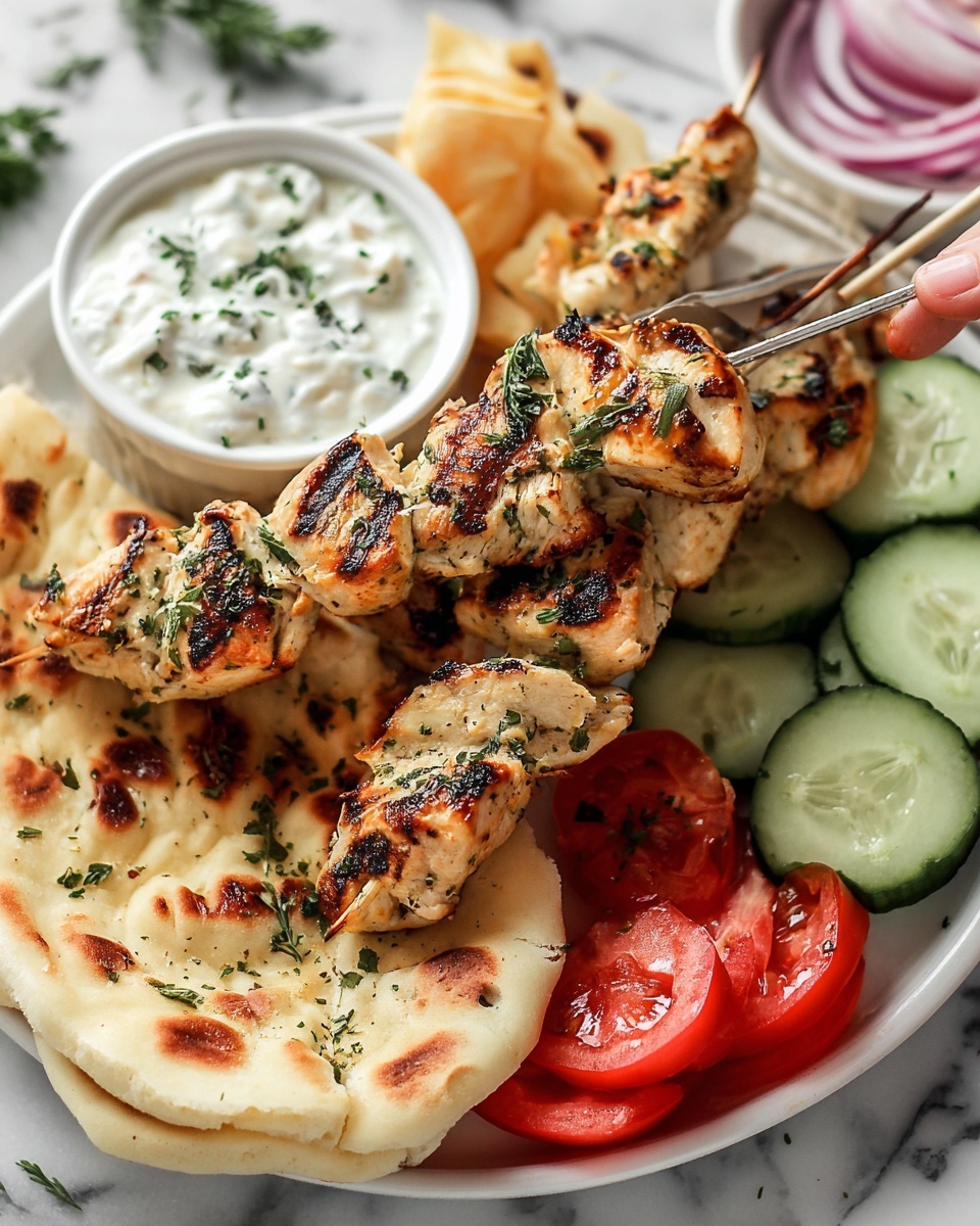 Chicken Souvlaki with Tzatziki Sauce and Pita Recipe - Recipe Image