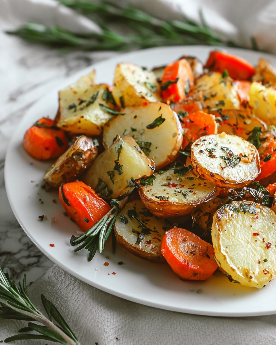 Garlic Herb Roasted Potatoes, Carrots, and Zucchini Recipe - Recipe Image