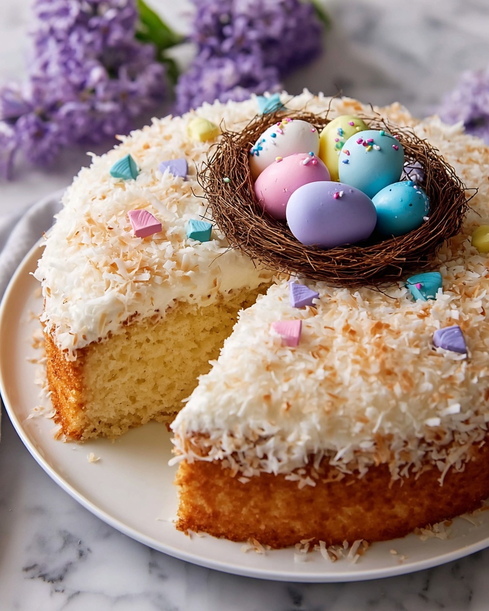 Lemon Coconut Easter Bundt Cake with Chocolate Eggs Recipe - Recipe Image