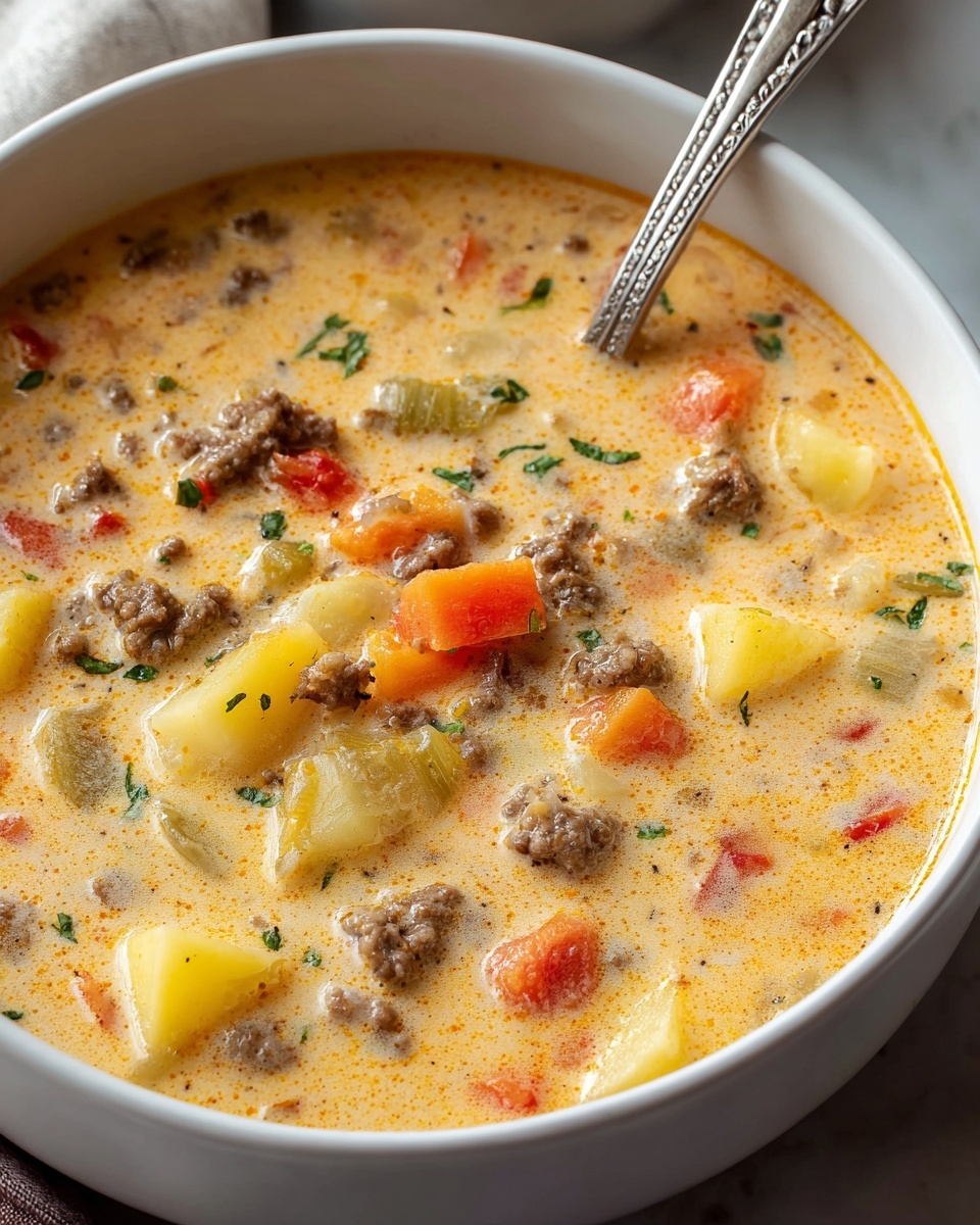 Easy Slow Cooker Cheeseburger Soup Recipe - Recipe Image