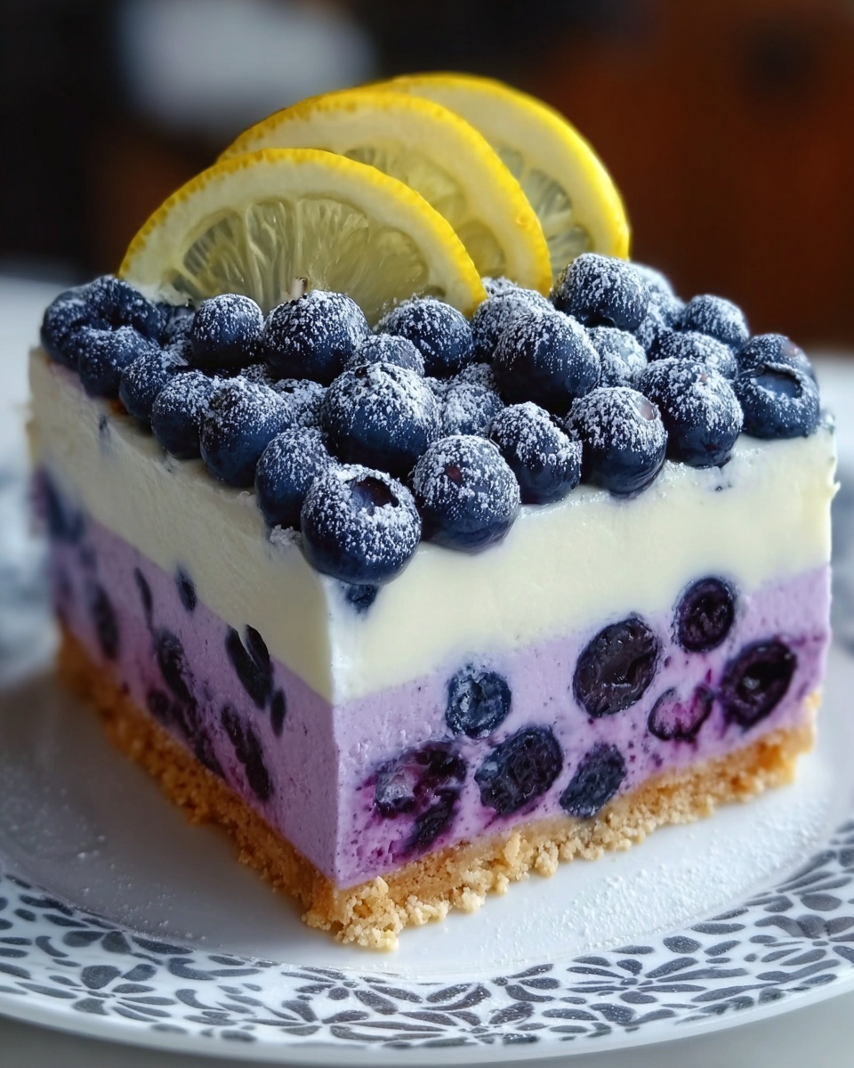 Lemon Blueberry Shortbread Mousse Cake Recipe - Recipe Image