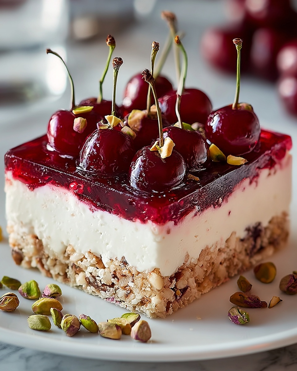 Heavenly Cherry Pistachio Cheesecake Bars Recipe - Recipe Image