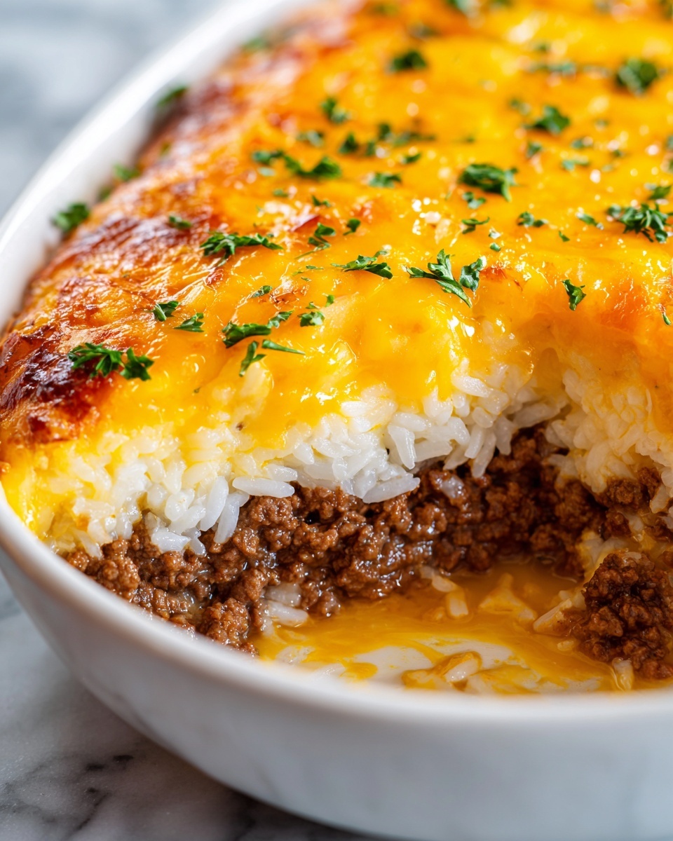 Cheddar-Crusted Ground Beef and Rice Casserole Recipe - Recipe Image